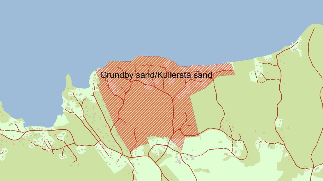 Karta över Grundby Kullersta strand.