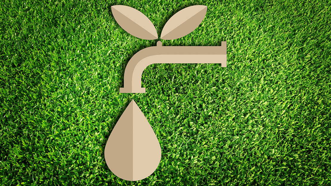 Illustrerad kran med vattendroppe